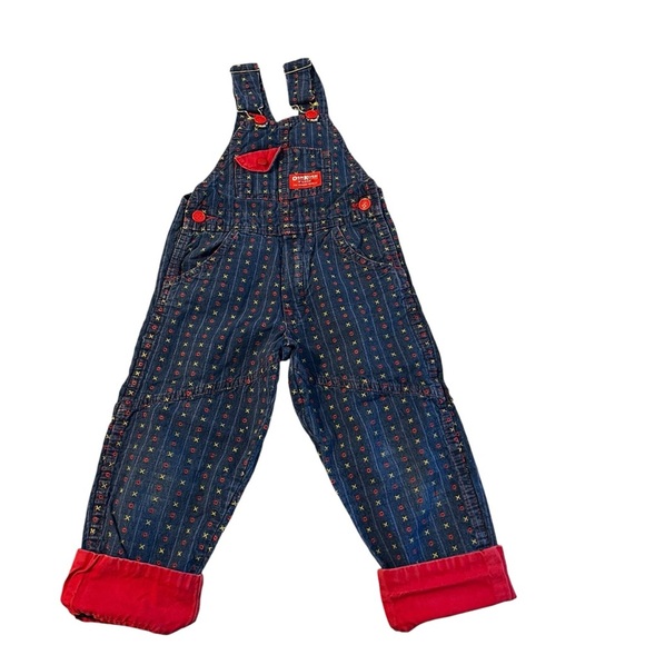 Vintage 90s 80s Oshkosh Vestbak Overalls Tic Tac Toe X O Size 4t - Picture 1 of 10
